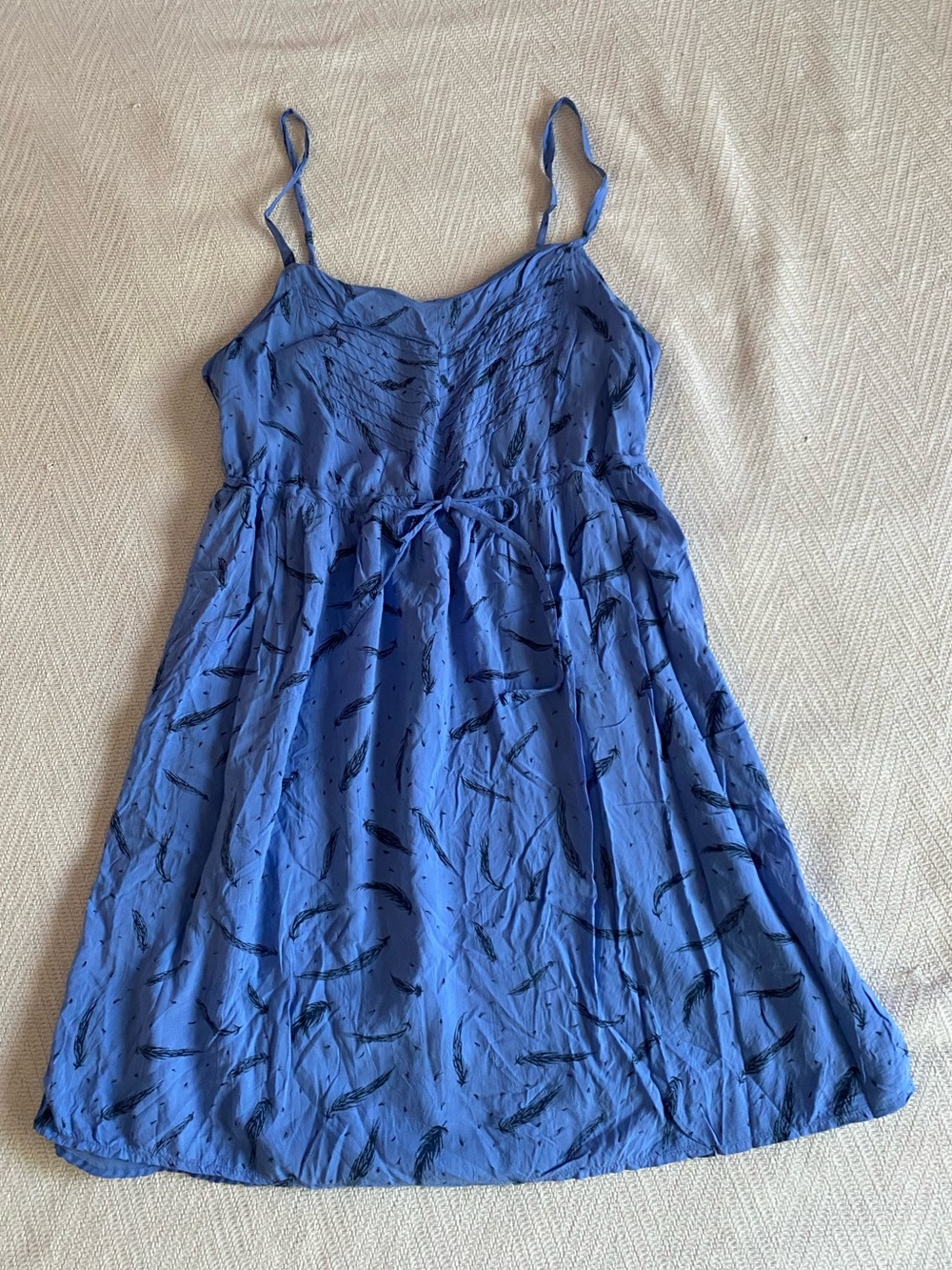 💥donating 9/1💥 Y2K Old Navy Blue Spaghetti Strap Sundress with Feathers